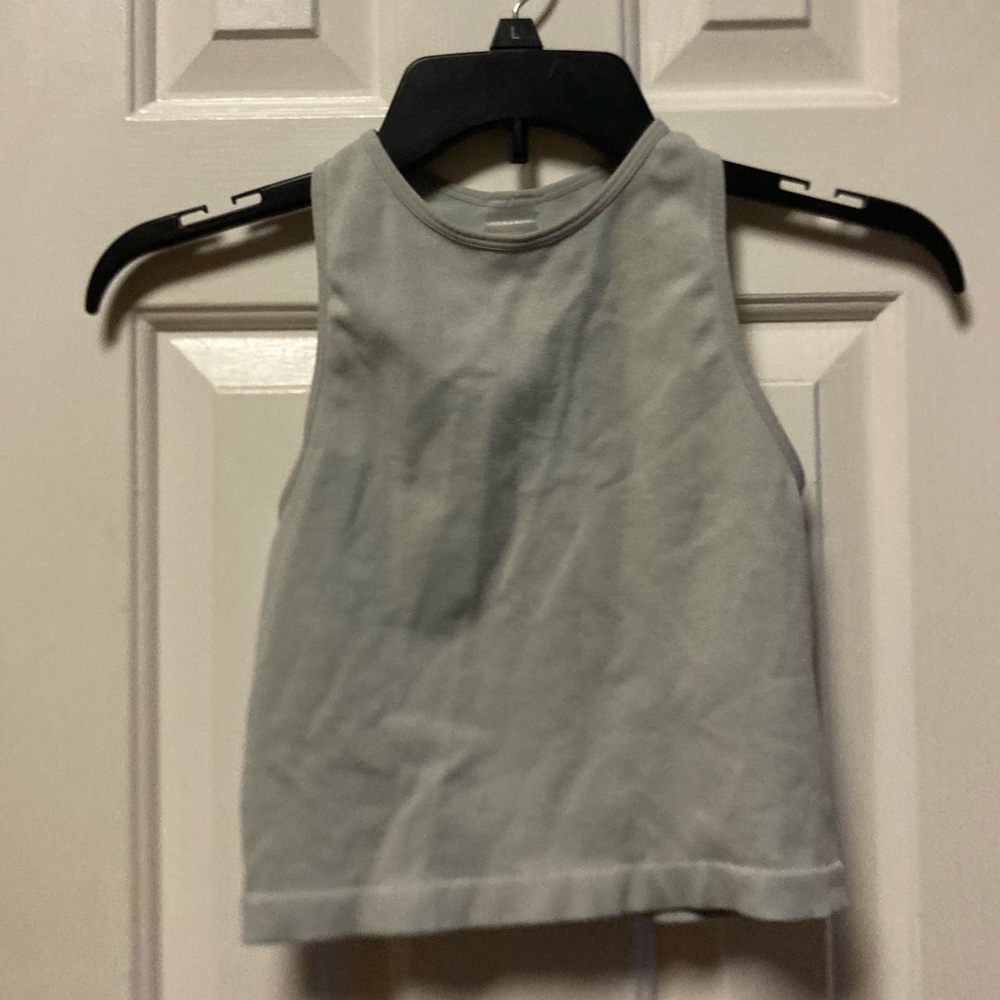 Medium Light Grey Cropped Halter Top